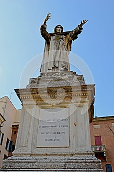 Statue of Girolamo Savonarola in Ferrara Italy 