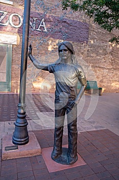 Statue of Glenn Frey from The Eagles - Standing on the Corner in Winslow Arizona