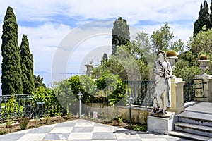 Statue of god Apollo in Achilleion palace in Gastouri, Corfu island in Greece.