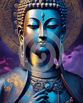 Statue of God Buddha. Illustration created using artificial intelligence. Illustrations and Clip Art AI generated