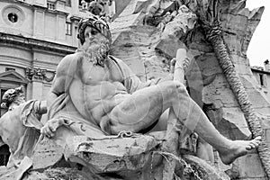 Statue of the god Zeus in Bernini`s Fountain of the Four Rivers