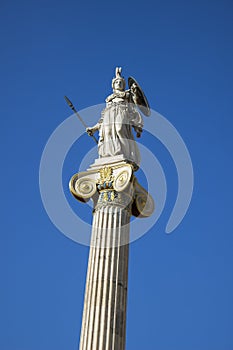The statue of Goddess Athena from modern academy of Athens Greece photo