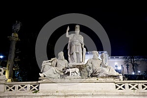 Statue of the goddess Dea Roma, the Goddess of Rome at Piazza del Popolo, Rome, Italy