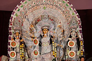 Statue of goddess durga, decorated during navratri pooja