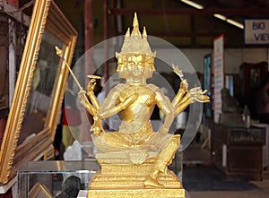 Statue of golden bhudda in public temple.