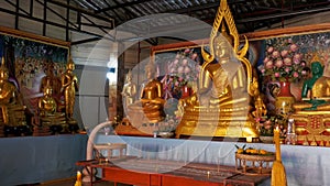 The statue of the Golden Buddha in the temple. Pattaya. Thailand.