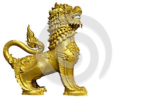 The statue of a golden lion