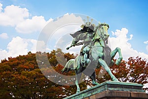 Statue of the great samurai Kusunoki Masashige at the East Garden outside Tokyo Imperial Palace, Japan