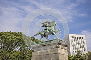 Statue of the great samurai Kusunoki Masashige at the East Garden outside Tokyo Imperial Palace, Japan