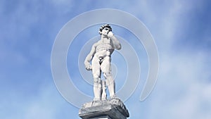 Statue greek athlete clouds timelapse intense