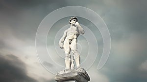 Statue greek athlete clouds timelapse painterly