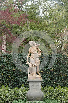 Statue of in the Greek goddess Diana in the French Parterre at the Hillwood Mansion photo