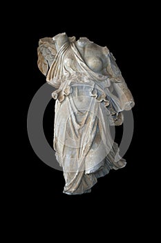 Statue of greek goddess Nike with path