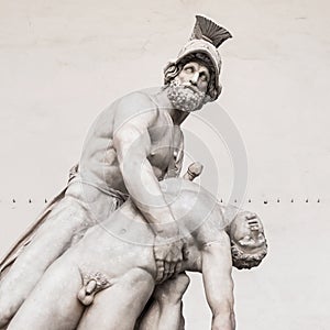 Statue of greek hero Menelaus holding Patroclus in Florence photo