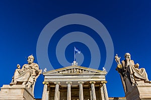 Statue of the Greek philosophers Socrates & Plato photo