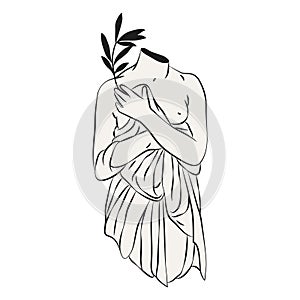 Statue of greek woman torso vector illustration.