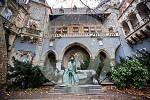 Statue of Grof Karolyi Sandor at Vajdahunyad Castle in the City Park Varosliget in Budapest, Hungary