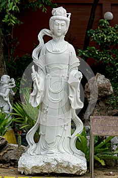 Statue of Guan Yin carved from marble.