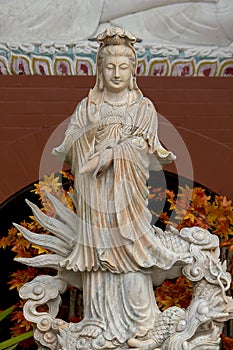 Statue of Guan Yin carved from marble.