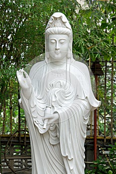 Statue of Guan Yin carved from marble.