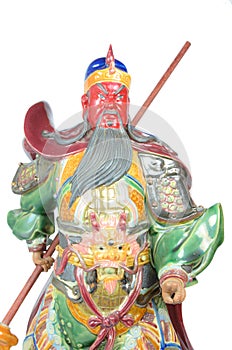 Statue Of Guan Yu (God of honor) on white background