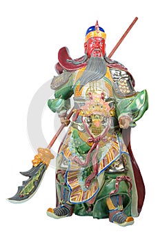 Statue Of Guan Yu (God of honor) on white background