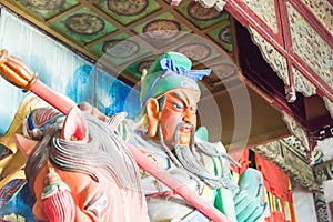 Statue of Guan Yu at Xuchang Guandi Temple at Baling Bridge Scenic Spot. a famous historic site in Xuchang, Henan, China.