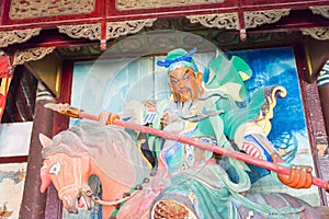 Statue of Guan Yu at Xuchang Guandi Temple at Baling Bridge Scenic Spot. a famous historic site in Xuchang, Henan, China.