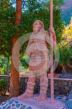 Statue of Guanche warrior at Gran Canaria, Canary islands, Spain