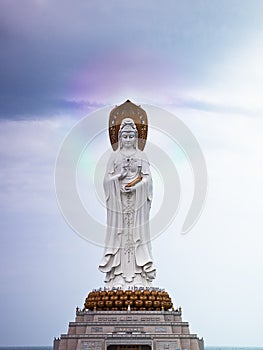 Statue of Guanyin Bodhisattva on the coast in Tianya Haijiao Scenic Area, Hainan Island, China