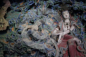 The statue of Guanyin Bodhisattva in a temple in Shijiazhuang, Hebei Province, China. photo