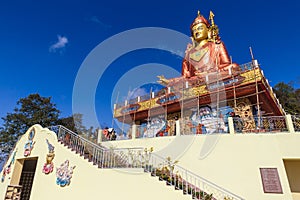 Statue of Guru Rinpoche, the patron saint of Sikkim that view at the base from below in Guru Rinpoche Temple at Namchi. Sikkim