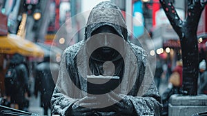 Statue of Hacker in the city