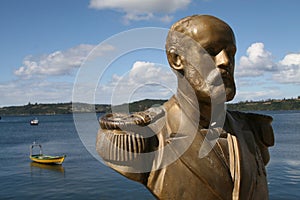 Statue in the harbour of Chiloe photo