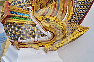 Statue head of dragon at temple.