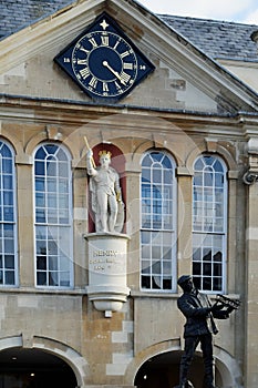 Statue of Henry V & Charles Rolls, Shire Hall, Monmouth, Wales, UK