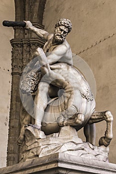 Statue Hercules and Nessus in Loggia dei Lanzi in Florence photo