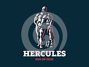 The statue of Hercules. Vector illustration.