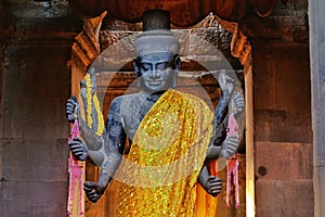 A statue of the hindu God, Visnu found in Angkor Wat