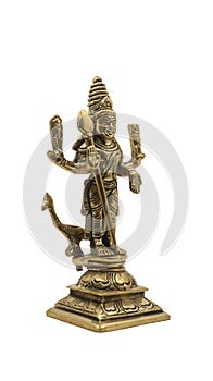 statue of hindu god of war karthikeya with a spear weapon