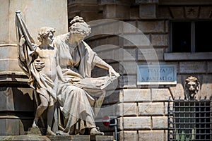 Statue in the historic center of Rome in Italy. Representation of the Politics and People