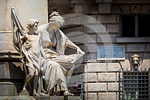 Statue in the historic center of Rome in Italy. Representation of the Politics and People photo