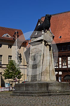 Statue at the Historical Castle Dankwarderode in the Old Town of Braunschweig, Lower Saxony