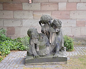 Statue at the Historical Castle in the Old Town of Nuremberg, Franconia, Bavaria