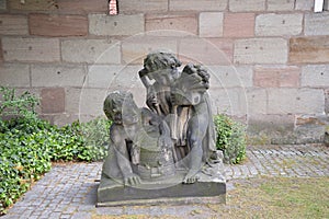 Statue at the Historical Castle in the Old Town of Nuremberg, Franconia, Bavaria