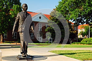 A statue honors James Meredith, on the campus the University of Mississippi