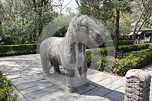 Statue of a horse in the Ming Emperors Tomb, Nanjing, China