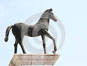 Statue of Horse symbol of the little town called CAVALLINO near