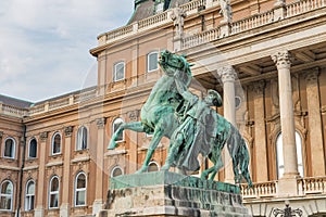 Statue of the Hortobagy horseherd in Buda castle. Budapest, Hungary.