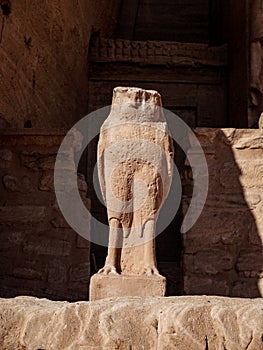 Statue of Horus at the Abu Simbel Great temple in Egypt